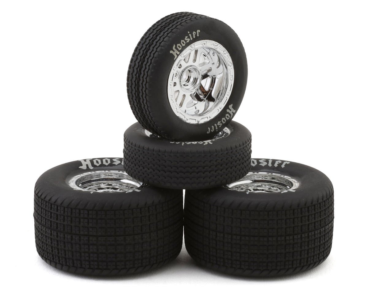 1RC Racing 1/18 Pre-Mounted Hoosier Sprint Tires (Chrome) (4) (Front & Rear) (Standard)