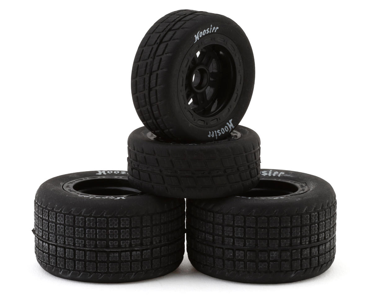 1RC Racing Pre-Mounted 1/18 Midget Hoosier Tires (Black) (4) (F/R) (Soft)