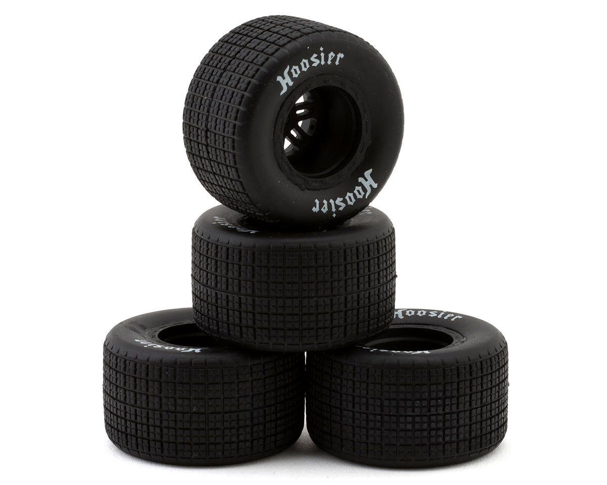 1RC Racing Pre-Mounted 1/18 Late Model Hoosier Tires (Black) (4) (F/R) (Standard)