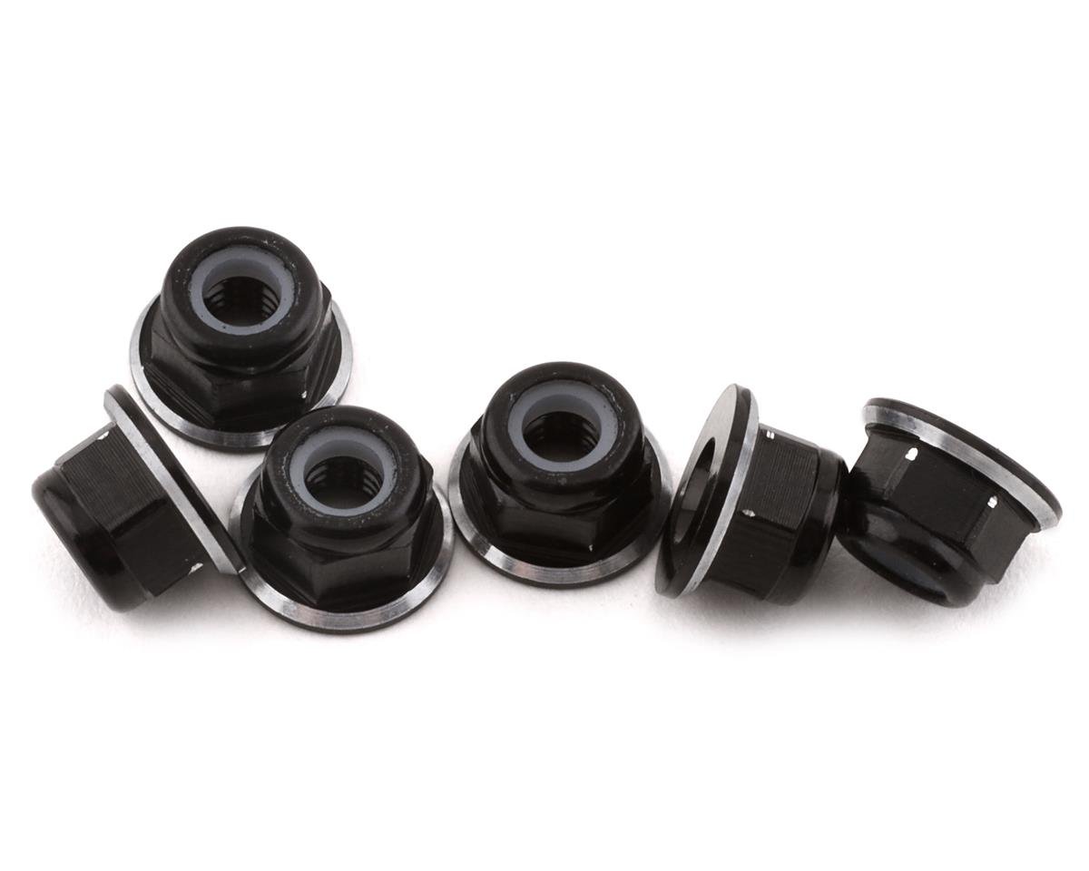 1UP Racing 3mm Aluminum Flanged Locknuts (Black/Silver) (6)