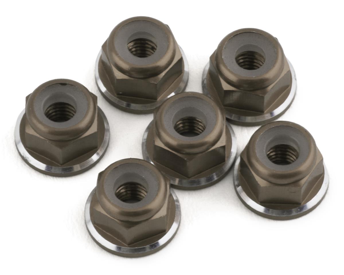 1UP Racing 3mm Aluminum Flanged Locknuts w/Chamfered Finish (Gunmetal) (6)
