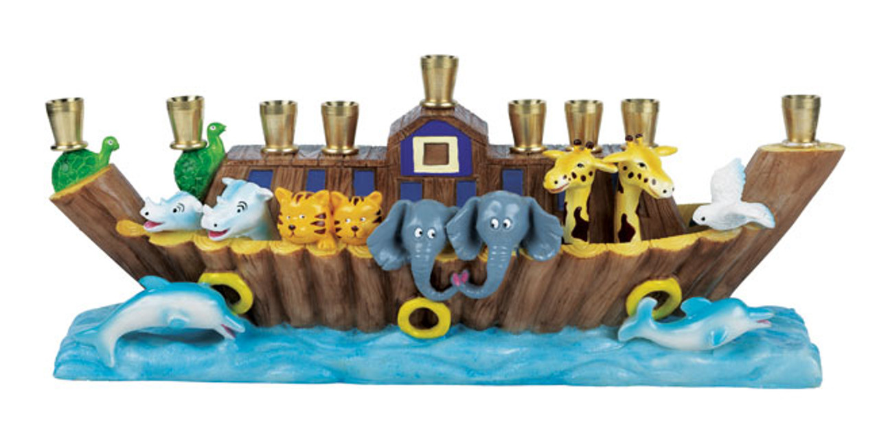 Sculptured Resin Noah's Ark Menorah