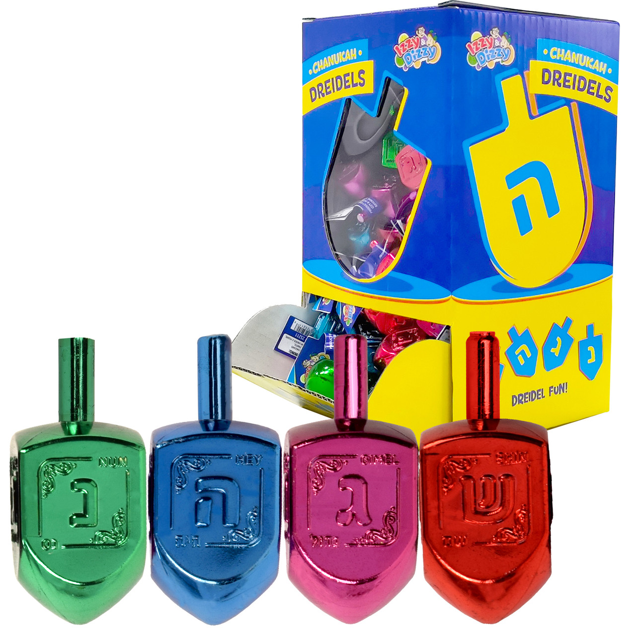 100 Multi Colors Metallic Dreidles - Medium - 1.75"