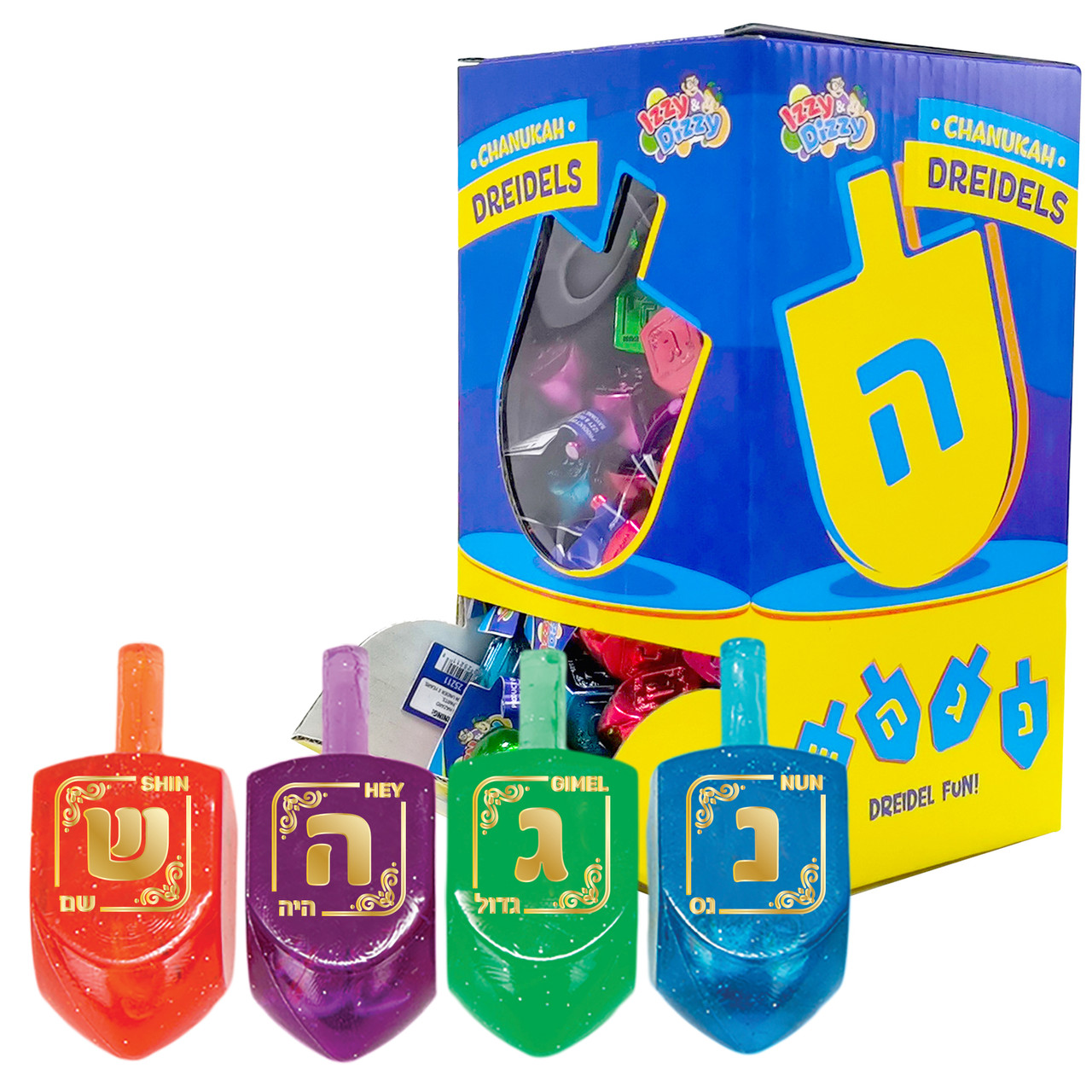 100 Lucite Multi Colors Dreidles - Medium - 1.75"