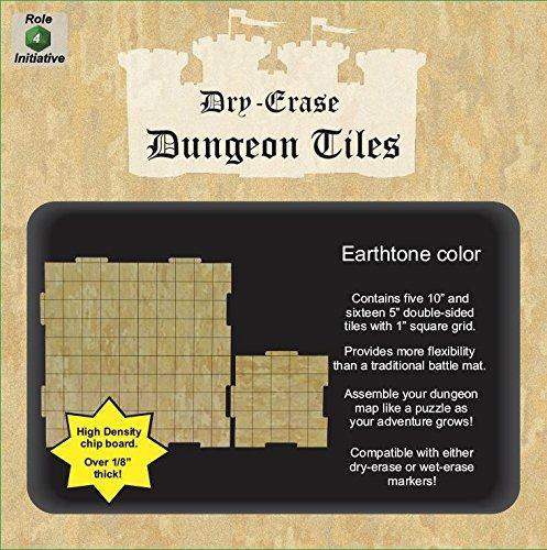 Dry Erase Dungeon Tiles: Earthtone - Combo Pack of 5 Ten Inch and 16 F