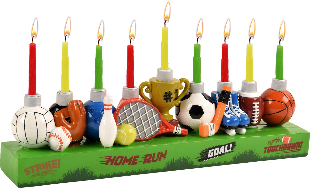Hand Painted Resin Menorah - Sports