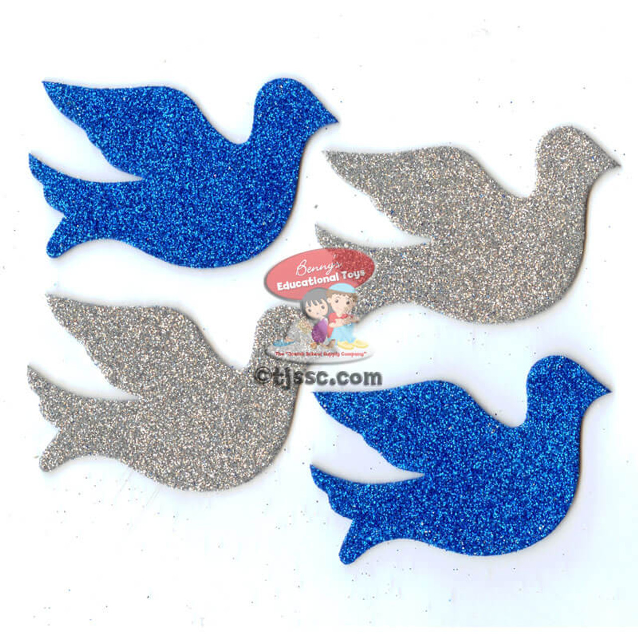 Doves Glittering Foam Shapes