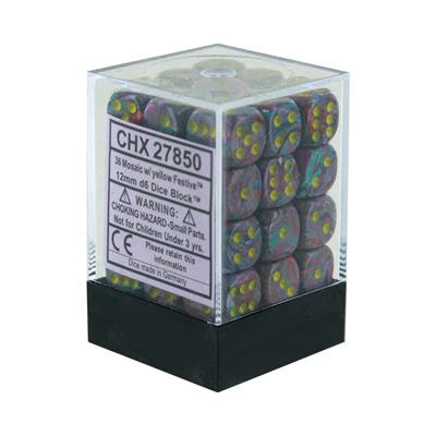 CHX27850: Festive - 12mm D6 Mosaic w/yellow (36)