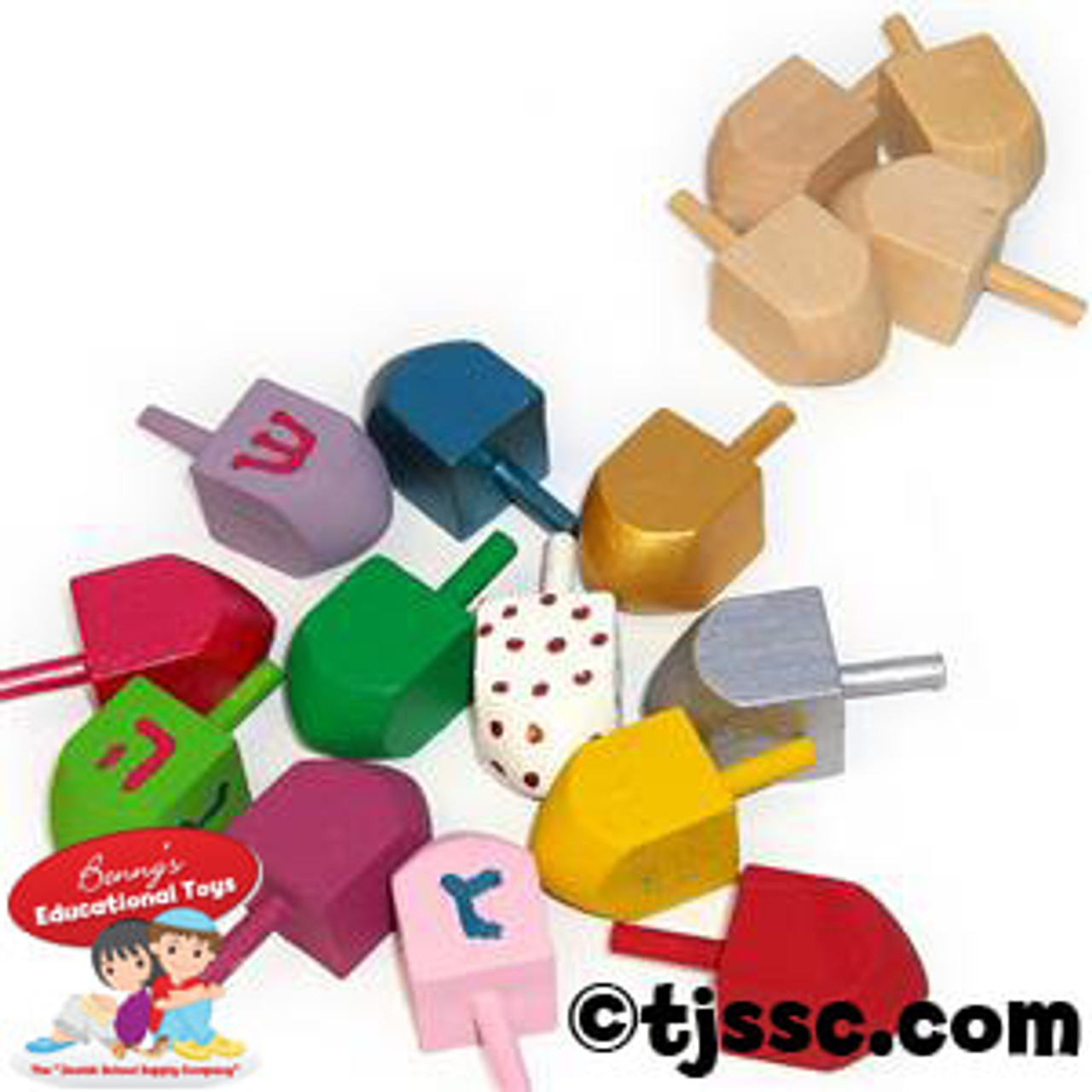 100 Small Wooden Dreidels for Decoration