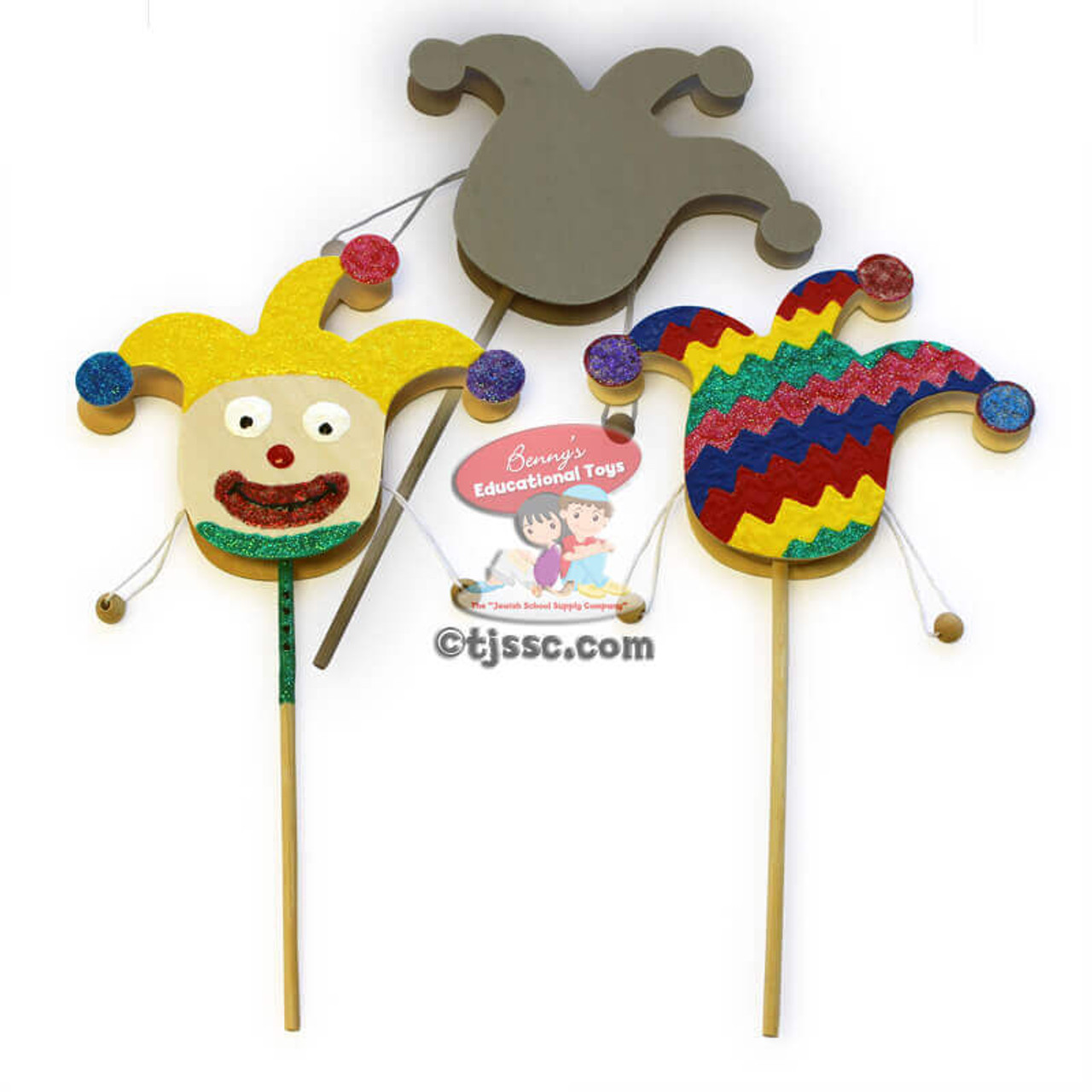 Purim Gragger Jumbo Clown Wood Flip Drum for Decoration -On Sale!