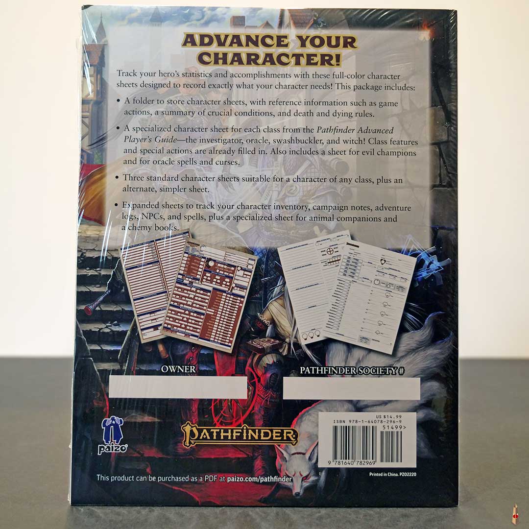 Pathfinder 2nd Edition RPG: Advanced Player Guide - Character Sheet Pa