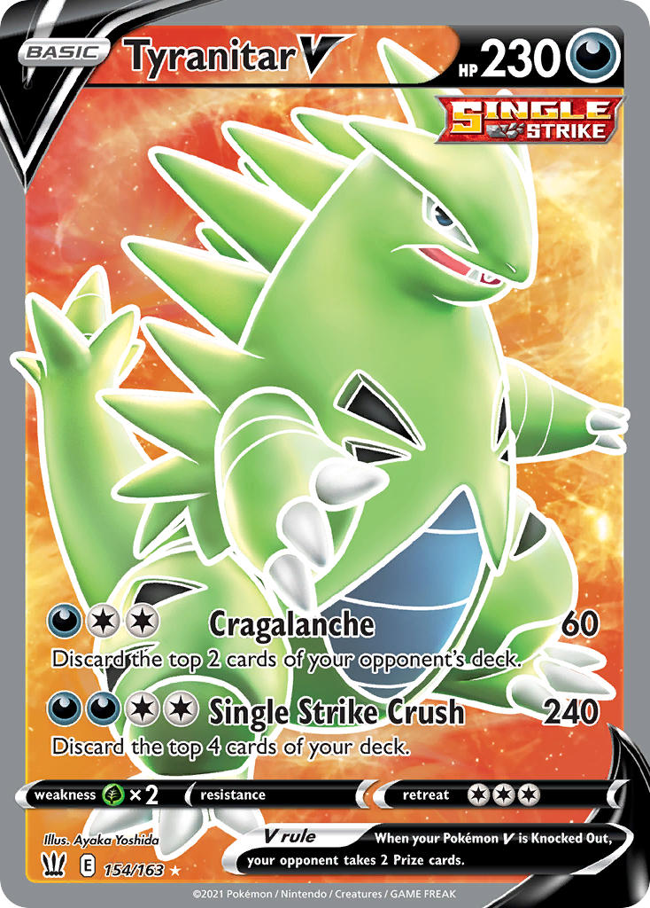 Tyranitar V (Full Art) - 154/163 (SWSH05) Ultra Rare - Near Mint Holof