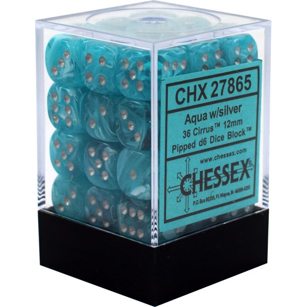 CHX27865: Cirrus - 12mm D6 Aqua w/silver (36)