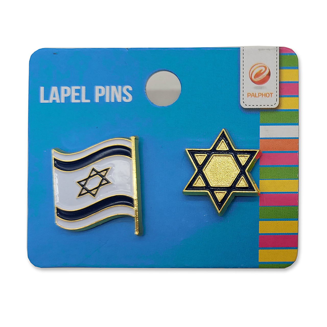 2 Lapel Pin Set "Flag of Israel & Star of David"