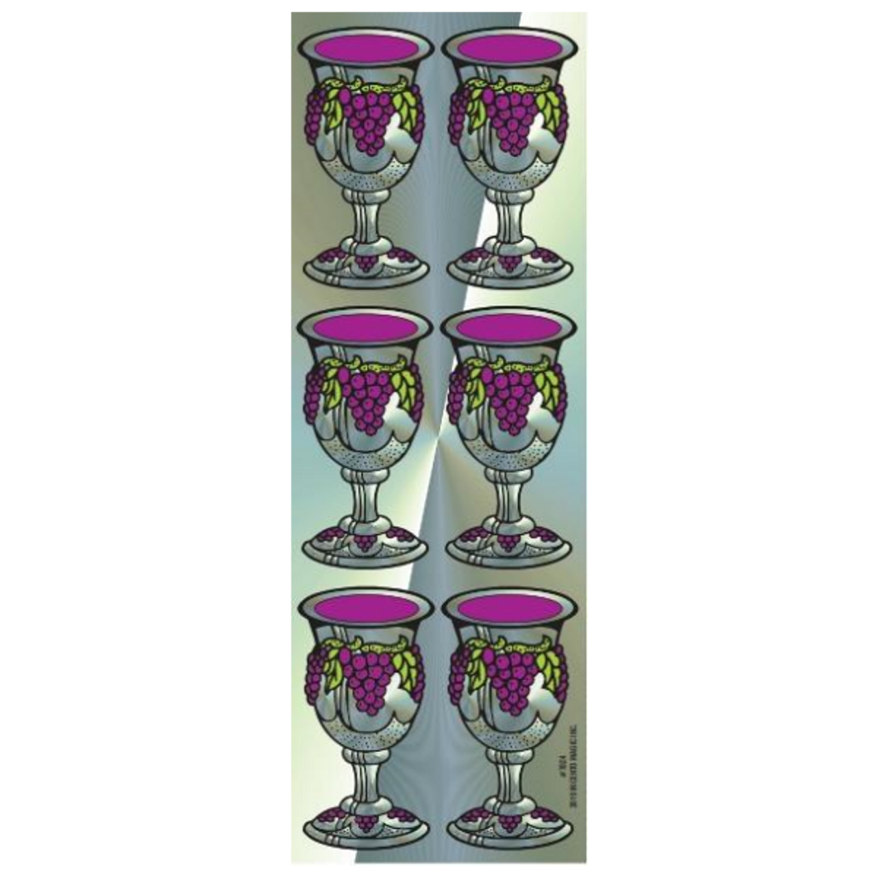 Foil Silver Kiddush Cups 2.6" Stickers w. Color