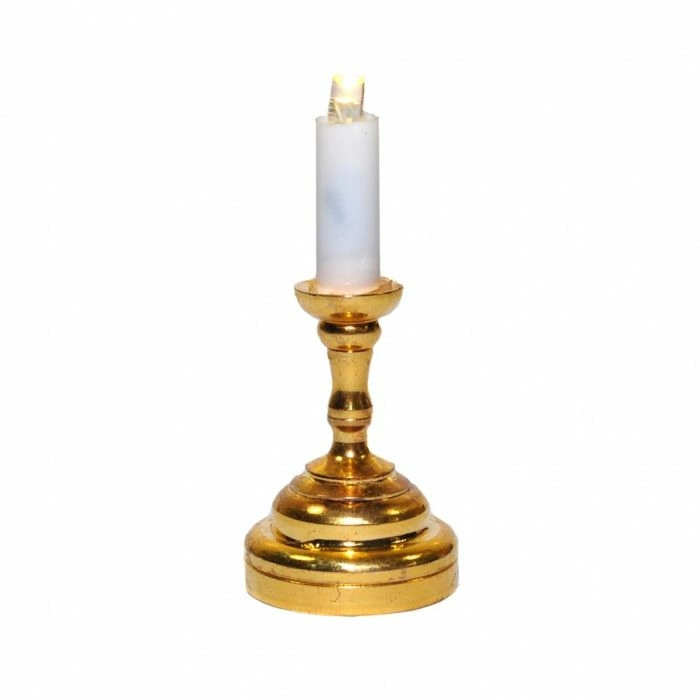 Gold Candlestick with Warm White Bulb - Battery Lights
