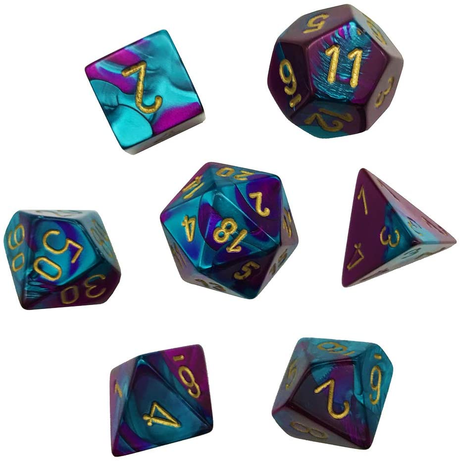 CHX26449: Gemini - Poly Set Purple-Teal w/gold (7)