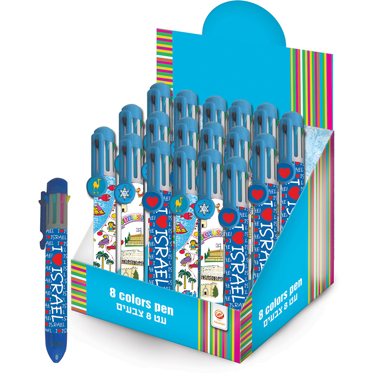 "I Love Israel" 8 Color Pen - On Sale! (As low as $2.89 in Bulk)