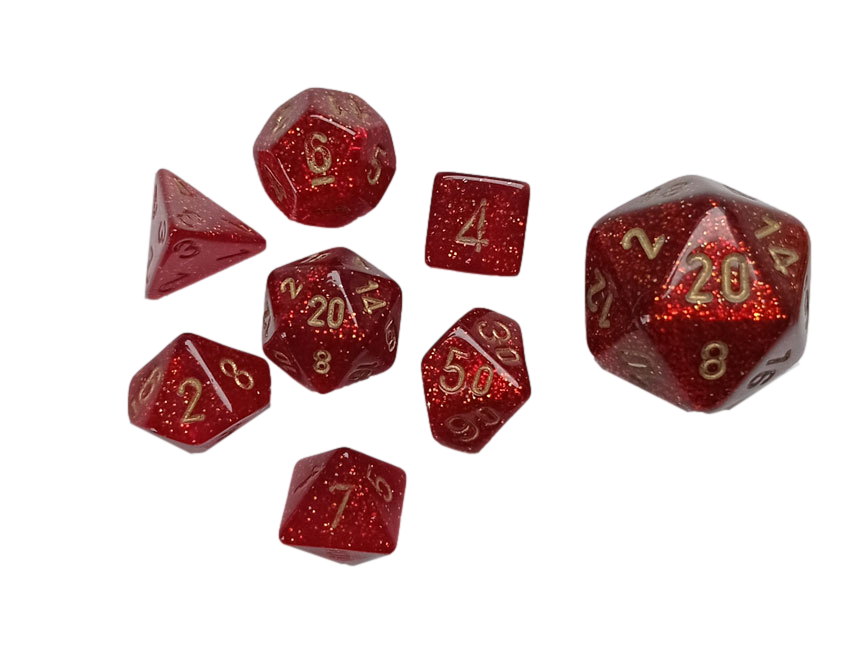 CHX20504: Glitter - Mini Poly Set Ruby w/gold (7)