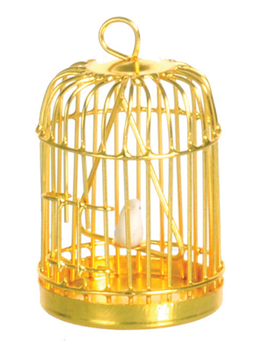 Brass Birdcage with Bird