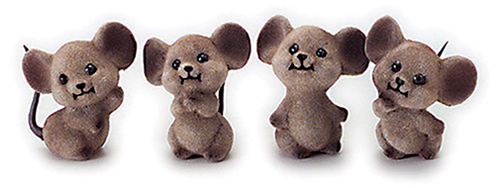 1 1/2" Scale Flocked Mouse, Assorted