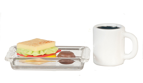 Sandwich and Coffee and Cookie on Plate