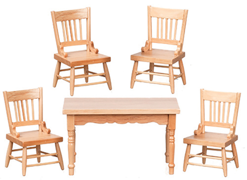 Oak Kitchen Table and Chairs Set, 5 pc.