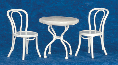 Marble Top Cafe Table with 2 Chairs