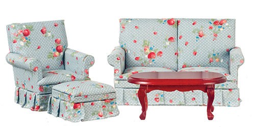 Living Room Set, 4 pc., Mahogany