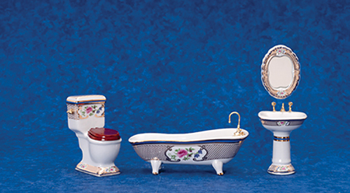 Bath Set, 4 pc., Gold, Floral