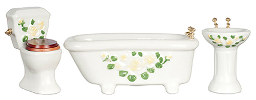 Yellow Floral Bathroom Set, 3 pc