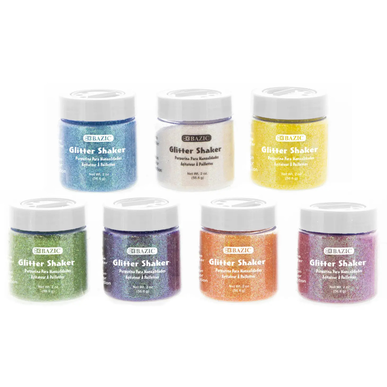 12 Large Glitter Shakers - Classroom Pack (in 7 Assorted Colors)