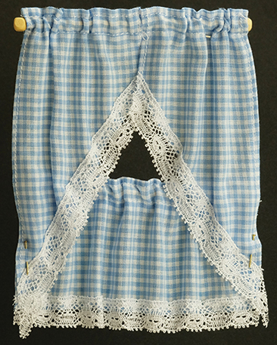 Kitchen Curtain, Gingham Blue