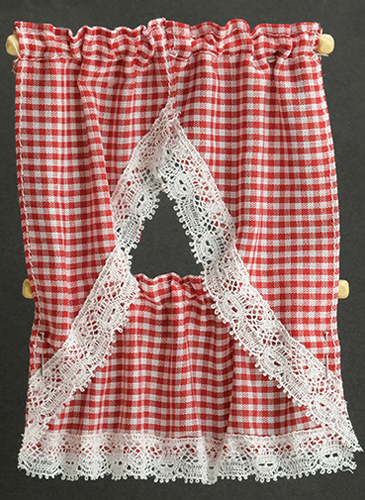 Kitchen Curtain, Gingham Red