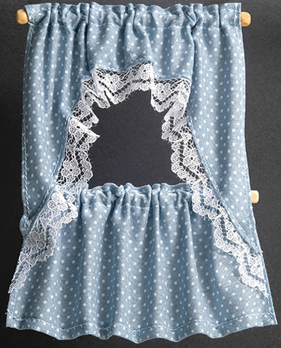 Curtains, Ruffled Cape, Blue Dots