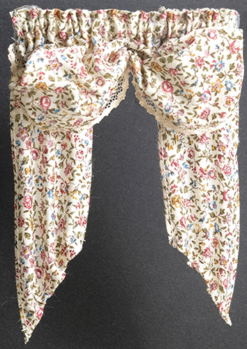 Valance, Double Balloon, Rosebud Floral