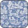 Cotton Fabric, Reverse Toile Blue