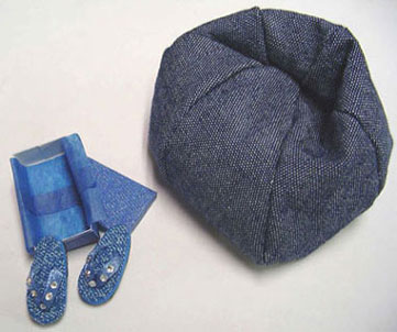 Bean Bag Chair and Flip Flops Denim