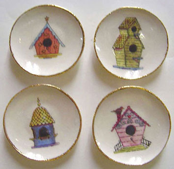 Small Bird House Platter 4Pcs.