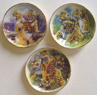 3 Wild Cat Plates