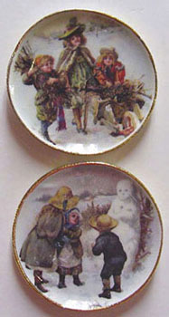 Victorian Winter Scene Plates