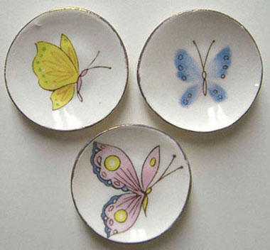 3 Pastel Butterfly Plates