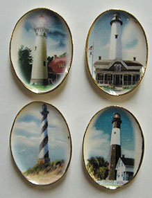 4 Oval Lighthouses and Ships