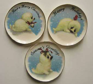 3 Christmas Baby Seal Platters