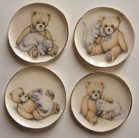4 Teddy Bear and Cat Platters