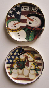 Flag Snowman Platters