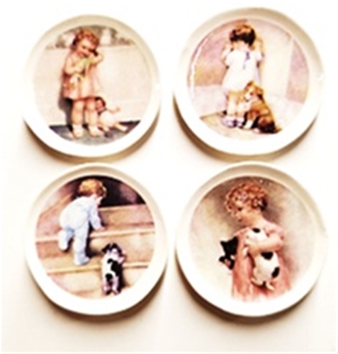 Babies with Puppy Platters, 4pc