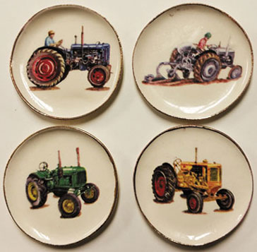 Farm Tractor Platters, 4pc