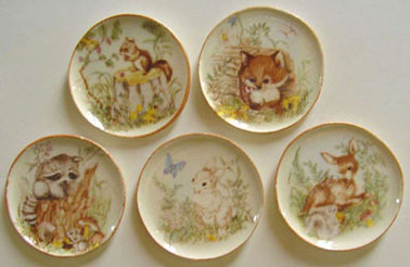 5 Soft Woods Animals Plates