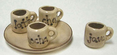 Coffee Shop Mugs and Tray